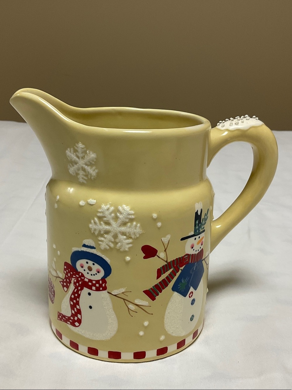 Vintage Hallmark Holiday Snowman Pitcher (2002) 3D Raised-Relief Artwork